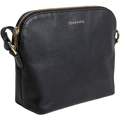Champs Gala Collection Black Leather Top Zip Shoulder Tote Bag - Image 2