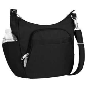 Anti-Theft Black Poly Crossbody Tote Bag